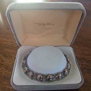 Vintage (90's) Sterling Silver Heart Link Bracelet 7" 925 Marked On Clasp